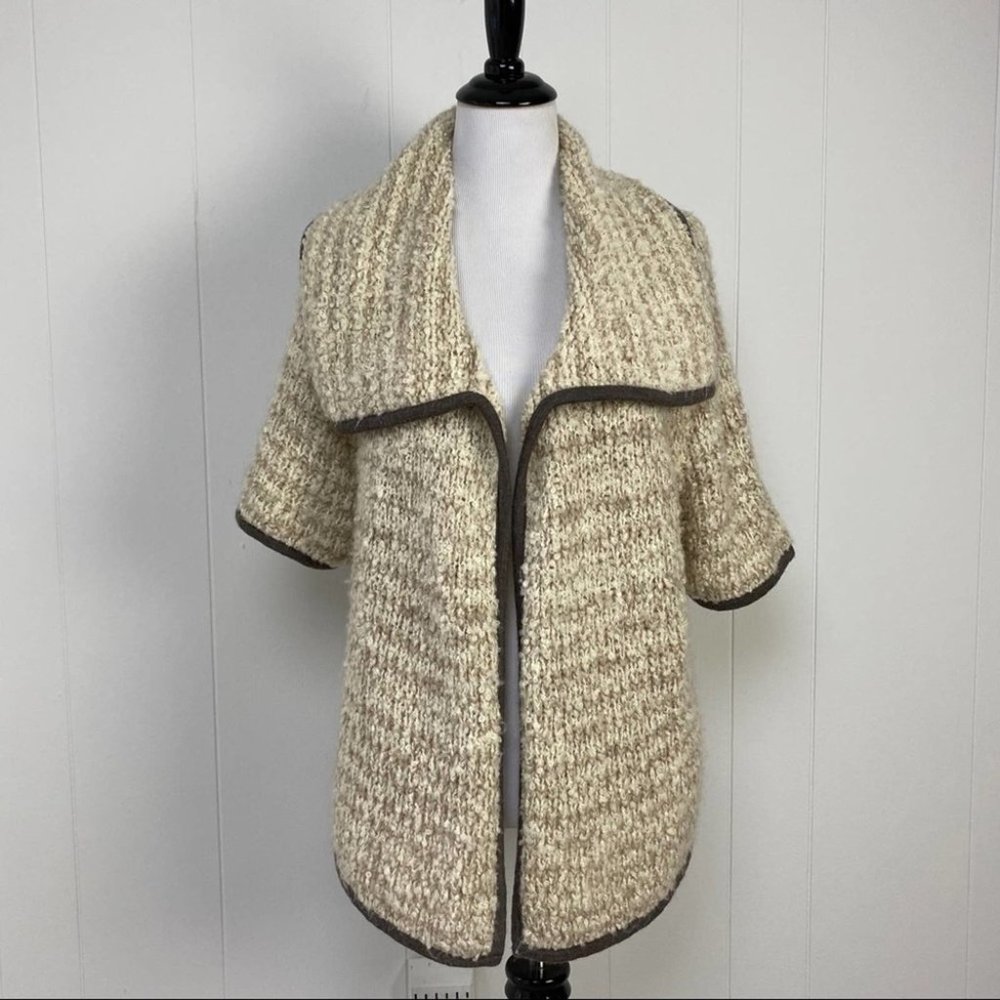 Loft Open Front  Oversized Tan Cardigan Wool Mohair Alpaca Blend - Picture 11 of 12